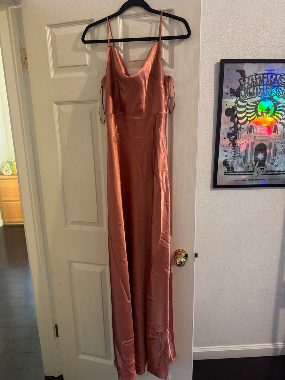 Birdy Grey Satin Maxi Dress in Copper Rose